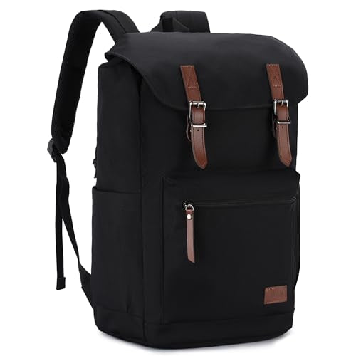 VASCHY Backpack for Men, Water Resistant High School Backpack Travel Carry-on Anti-theft Casual Daypack for Work Business Hiking Black - color: Black