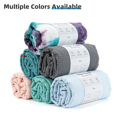 YESLIFE Non-Slip Extra Thick Hot Yoga Towel with One Sweat Towel, Microfiber Sweat Absorbent Yoga Mat Towel with Grip Dot, Pilates Mat, 72" x 24", Grey - color: Grey