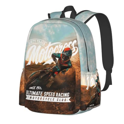 Dirt-Bike Backpack Motocross Motorcycle Vehicle School Bag Lightweight Bookbag Casual Daypack for Girls Boys Kids Women Men Travel Laptop 16 Inch - color: Motocross