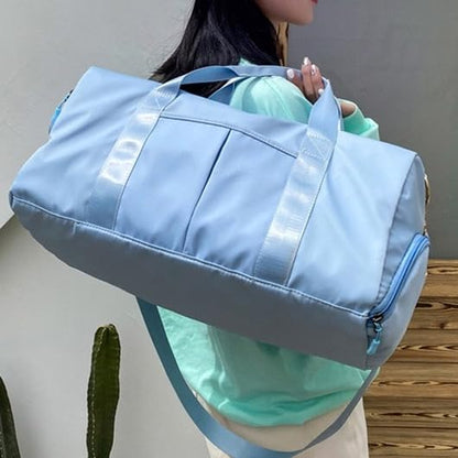 Gym Duffle Bag for Men Women, Waterproof Weekender Overnight Bag with Shoe Compartment and Wet Pocket for Swimming Yoga Travel (Green) - color: Green