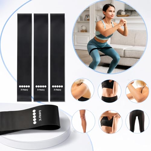 3Pcs Ring Resistance Bands X-Heavy Duty Resistance Ring Fitness Exercise Bands Elastic Loop Band for Working Out Men Women Home Yoga Leg Strength Training Physical Therapy (Black)