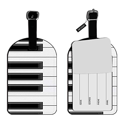 Piano Keys-Music Leather Luggage ID Tag White Black Travel Bag Label Suitcase Luggage ID Tag - 1 pack - color: Xlp-au-0037