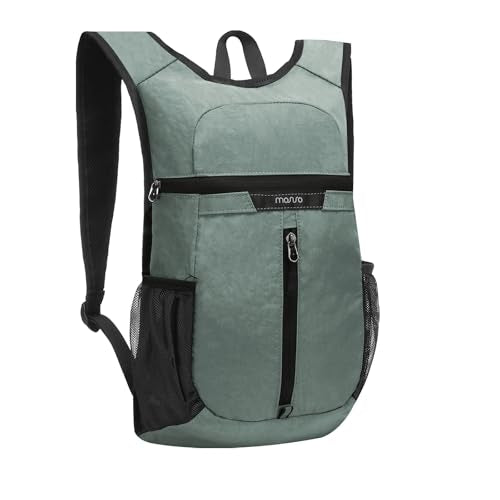MOSISO Lightweight Hiking Daypack Packable Travel Hiking Backpack, Foldable Shoulder Bag with Front Vertical Pocket - color: Antique Green, size: Small