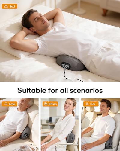 3 in 1 Lower Back Massager, Triple Fusion Back Massager with Heat, Vibration and Stretch, Lumbar Support Pillow with Ergonomic Memory Foam for Bed and Chair (Black) - color: Black