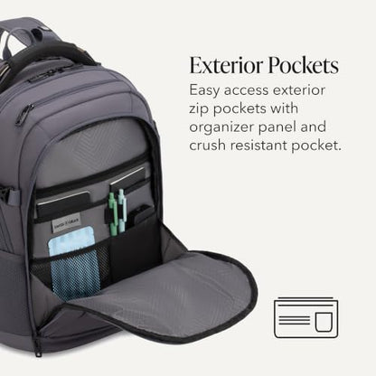 SwissGear Travel Tech Pro Laptop Backpack – Fits Laptops up to 16” – ScanSmart TSA-Friendly Backpack with Multiple Organizer Pockets – Charcoal - color: Charcoal, style: Travel Tech Pro