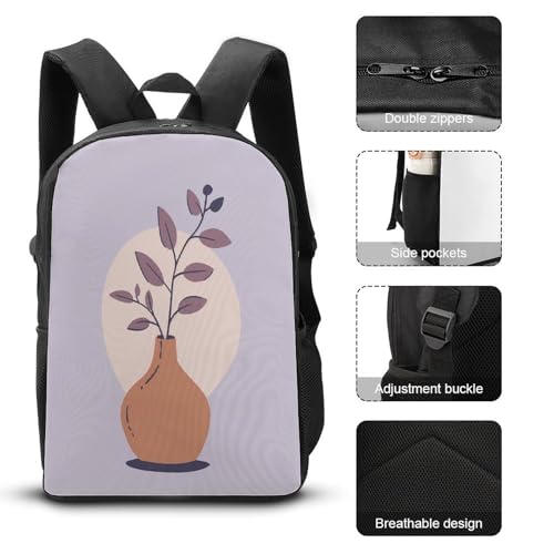 Travel Laptop Backpack Slim Durable Lightweight Back Pack Cute A Brown Vase Small Backpack For Women Men - color: A Brown Vase