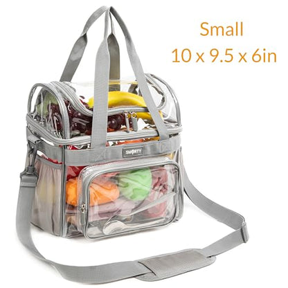 J.CARP Clear Bag Heavy Duty Backpack Durable Transparent See Through Bag - color: Lunch Bag Small, Grey