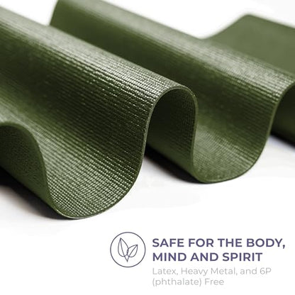 Voyage Yoga Mat, 6 Pack, 72" x 24" Professional Studio and Gym Bulk Yoga Mats, 5mm Thick, Durable, Anti-Tear, Non Slip Fitness and Exercise Mats - color: Olive Green