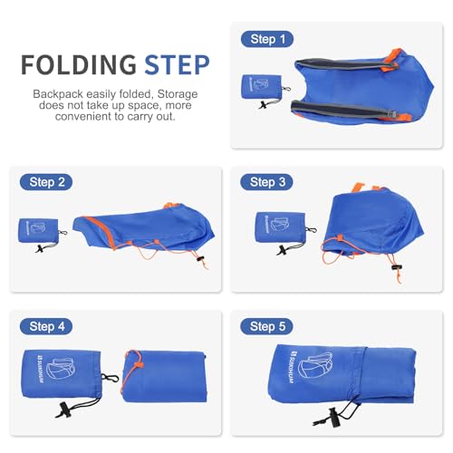 20L Small Hiking Backpack Lightweight Packable Daypack Blue - color: Blue