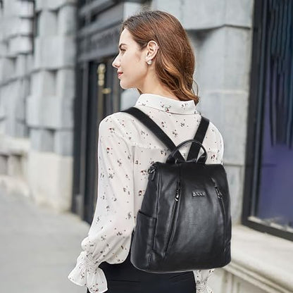 ZOCAI Backpack Purse for Women Medium Anti-Theft Backpacks Purses Design Leather Shoulder Bags with Removable Strap - color: 2-classic Black