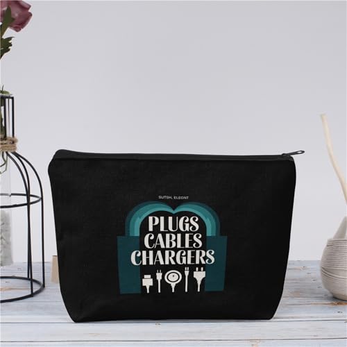 Plugs Cables & Chargers - Makeup Bag for Women Travel - Zipper Cosmetic Storage Bag with Vibrant Designs, Soft Fabric & Multi-Use Functionality (Gift for Birthdays, Graduation, Christmas) (Style H) - style: Style H