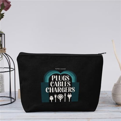 Plugs Cables & Chargers - Makeup Bag for Women Travel - Zipper Cosmetic Storage Bag with Vibrant Designs, Soft Fabric & Multi-Use Functionality (Gift for Birthdays, Graduation, Christmas) (Style H) - style: Style H