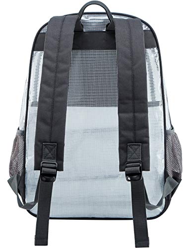 mygreen Basic Clear Backpack, Thick Odor Cold Resistant PVC Transparent Bookbag, 17 Inch Multi-Pocket Clear Bag for School Stadium Concert Work Travel (Gray, Large) - color: Gray