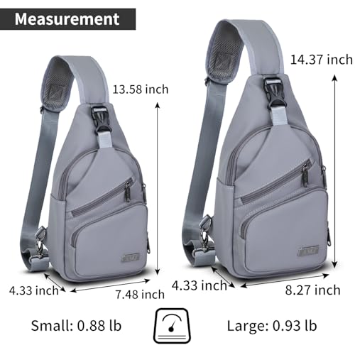 AMJ Crossbody Sling Bag Men Women, Casual Shoulder Backpack, Chest Daypack Satchel for Hiking Travel - color: Leather Grey, size: Small
