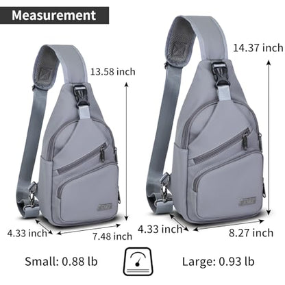 AMJ Crossbody Sling Bag Men Women, Casual Shoulder Backpack, Chest Daypack Satchel for Hiking Travel - color: Leather Grey, size: Small