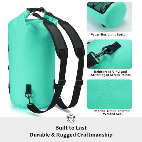 STOVER 5/10/25/30/40/55L Waterproof Dry Bag- Roll-Top Backpack w/Phone Case- Kayaking, Hiking, Camping, Boating- Men/Women - color: 25l Teal (With Phone Case), size: 25L