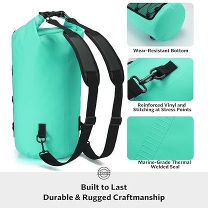 STOVER 5/10/25/30/40/55L Waterproof Dry Bag- Roll-Top Backpack w/Phone Case- Kayaking, Hiking, Camping, Boating- Men/Women - color: 25l Teal (With Phone Case), size: 25L