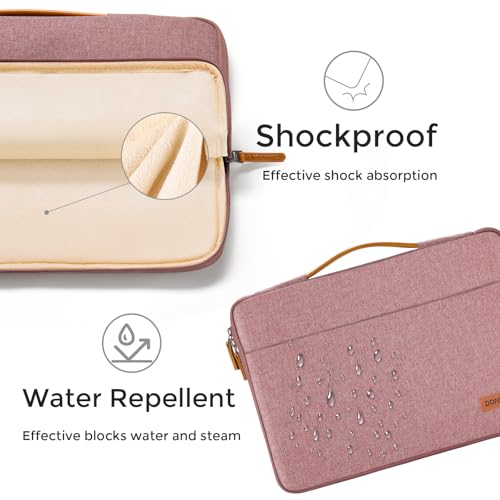 DOMISO 17 inch Laptop Sleeve Protective Case Cover Compatible with 17-17.3 inch HP Dell ASUS Lenovo Chromebook,Waterproof Computer Cases Bag with Handle,Pink - color: Pink, size: 17" for Laptop