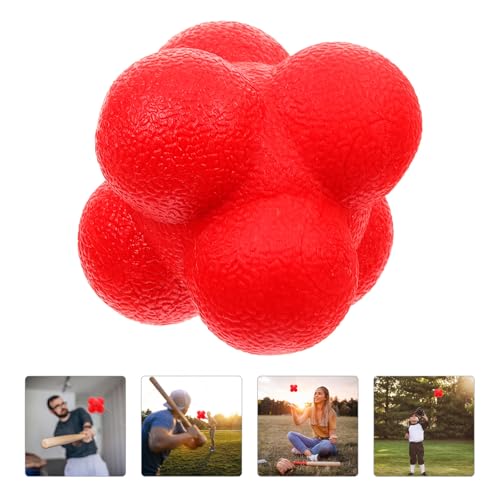 Alipis Hexagonal Reaction Ball for Agility and Hand Eye Coordination Training, 7cm Red High-Difficulty Fitness Ball for Baseball and Indoor Sports Reaction Exercises