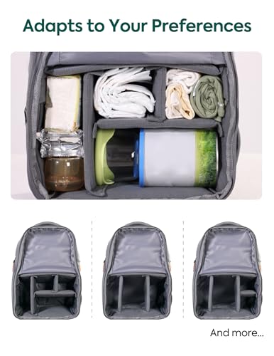 Babelio Grid Wizard Diaper Bag Backpack - Multi Function Waterproof Diaper Bag, Travel Essentials Baby Bag with Insulated Bottle Holders, Baby Shower Gifts, Grey - color: Grey, size: Regular - 20L