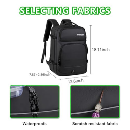 Travel Backpack for Men & Women - 40L Expandable Carry-On Backpack, TSA Approved 16 Inch Laptop, Weekend Outdoor Essentials, Airline Flight Approved, Black