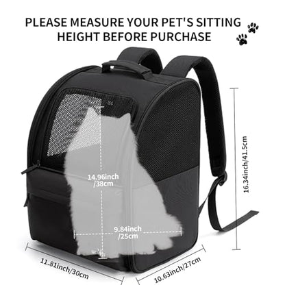 wakytu Cat Carrier Backpack,Steel Wire Frame More Stable,600D Wear-Resistant Oxford Fabric, Dog Carrier Cat Backpacks Suitable for Travel,Black - color: Black