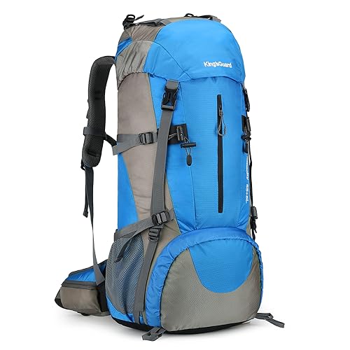 70L Camping Hiking Backpack with Rain Cover Waterproof Backpacking Backpack for Hiking Treeking Climbing Outdoor - color: Blue