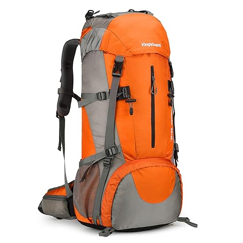 70L Camping Hiking Backpack with Rain Cover Waterproof Backpacking Backpack for Hiking Treeking Climbing Outdoor - color: Orange