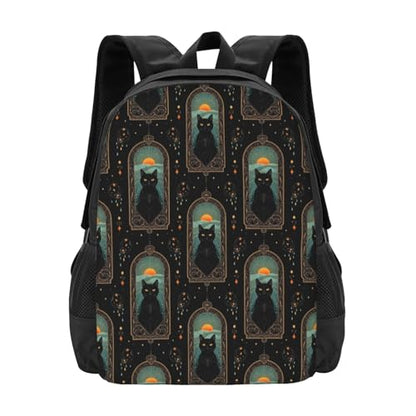 Lightweight Polyester Daypack Mystical Black Cat, Anti Theft Large Capacity Travel Hiking Backpack Unisex Carry On Bag for Outdoor Commute Business Use - color: Design (1201)