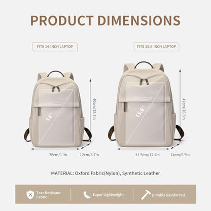 GOLF SUPAGS Womens Laptop Backpack with Separate Laptop Compartment Water Resistant Computer Backpacks Fits 15.6 Inch Notebook Travel Work College Bags (Apricot) - color: Apricot, size: 15.6-Inch