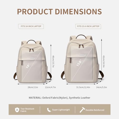 GOLF SUPAGS Womens Laptop Backpack with Separate Laptop Compartment Water Resistant Computer Backpacks Fits 15.6 Inch Notebook Travel Work College Bags (Apricot) - color: Apricot, size: 15.6-Inch