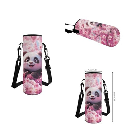 Cherry Blossom Panda Backpack for Girls Kids Backpack with Lunch Box Water Bottle Holder and Big Pencil Case 4Pcs Set 17" Bookbag with Front Pocket for School Lightweight Elementary School Bag - color: Cherry Blossom Panda