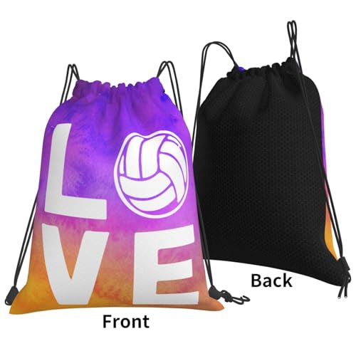 Love Volleyball Unisex Drawstring Backpack Bag Sport Gym Travel Swim Sackpack - color: Love Volleyball1