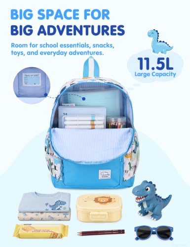 VASCHY Kids backpacks, Cute Lightweight Water Resistant Preschool Backpack for Boys and Girls Chest Strap | Cute - color: Dinosaurs Blue, size: Small (4-6 Yrs) - 15'' H