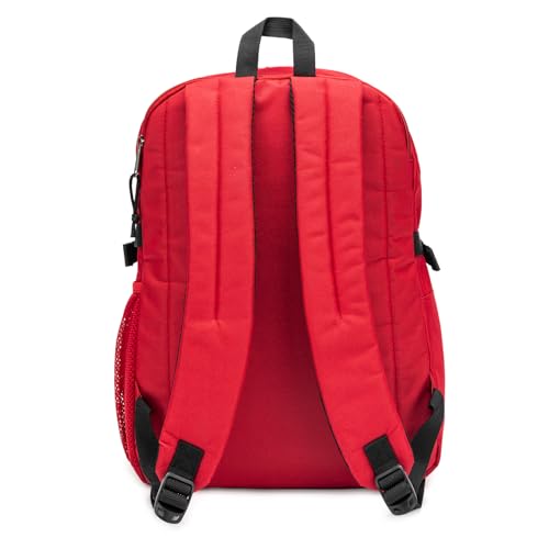 K-Cliffs Classic Backpack Basic Student Campus Daypack Simple Travel Rucksack with Laptop Compartment Bottle Holder Padded Straps Red - color: Red