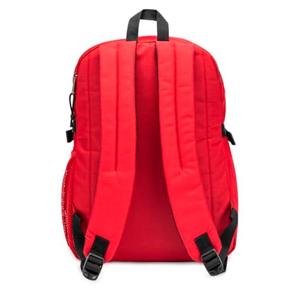 K-Cliffs Classic Backpack Basic Student Campus Daypack Simple Travel Rucksack with Laptop Compartment Bottle Holder Padded Straps Red - color: Red
