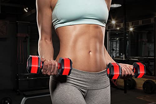Nice C Adjustable Dumbbells Weights, Neoprene All-in-1 Options, Non-Slip, All-Purpose, Home, Gym, Office - style: Red 5lb Pair