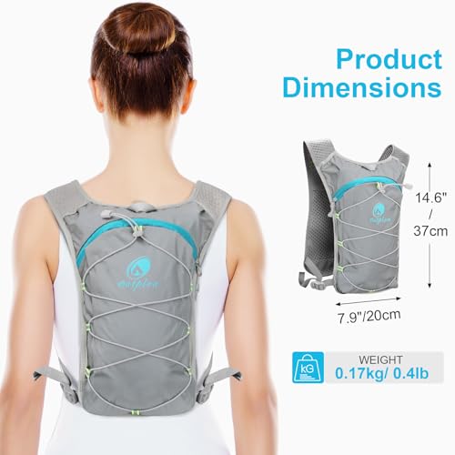Lightweight Hydration Backpack with 2L Water Bladder for Men Women, Small Water Backpacks Running Vest for Hiking - color: Light Gray