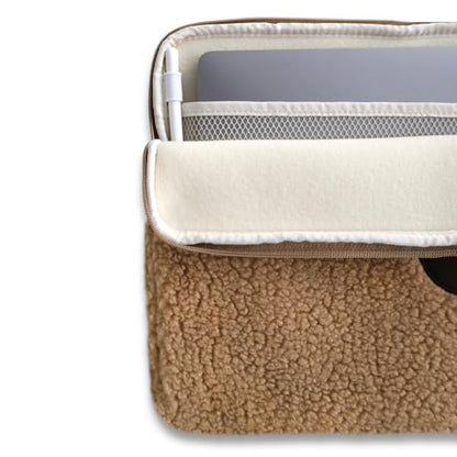 Pluffy HACHAN Laptop Pouch [13 inch/15 inch/17 inch] Cute Fluffy Laptop Pouch Case Sleeve for Women (Brown, 17 inch) - color: Brown, size: 17 inch