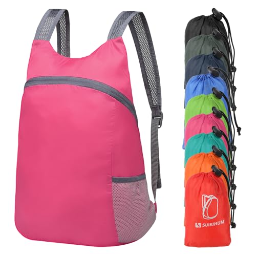 20L Ultra Hiking-Daypack Lightweight Foldable Travel Packable Backpack for Camping Cycling Outdoor,rose Red - color: Rose Red