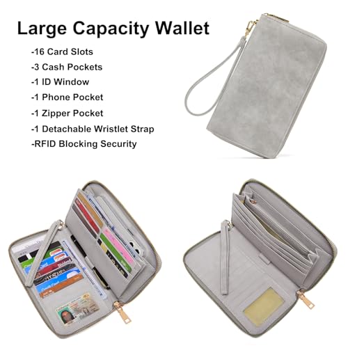 Soperwillton Women Fashion Backpack Purse Anti-Theft Leather Shoulder Bag Travel Multi Pockets Handbag Wallet Set 3pcs - color: Grey
