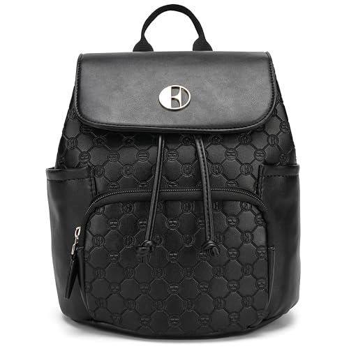 ELLE Compass 10L Vegan Leather Monogram Mini Backpack | Black - color: Black