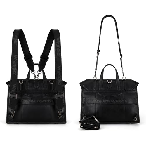 Wrangler Laptop Bag for Women Messenger Bag Briefcase Computer Backpack Convertible Satchel Bag - color: Black, size: 13 inch