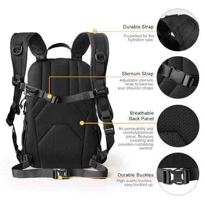 Mardingtop Small Tactical Backpack,Molle Hiking Backpack for Backpacking,Cycling and Biking,15L/25L Backpack - color: Black, size: 15L