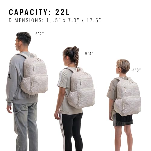 adidas Lineage Backpack for Laptop, School and Travel, 22L, Leopard Print Alumina/Alumina Beige, OSFA - color: Leopard Print Alumina/Alumina Beige