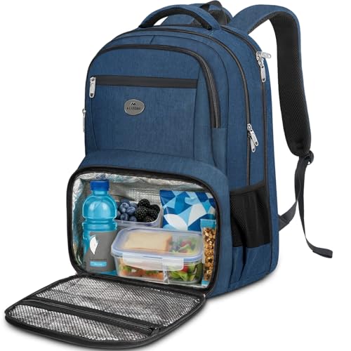 MATEIN Backpack Lunch Box, Water Resistant Mens Lunch Backpack for Work with 18 Inch Laptop Compartment, TSA Flight Approved Travel Bookbag with Luggage Strap, Extra Large Insulated Cooler Bag - color: Blue, size: 18 Inch