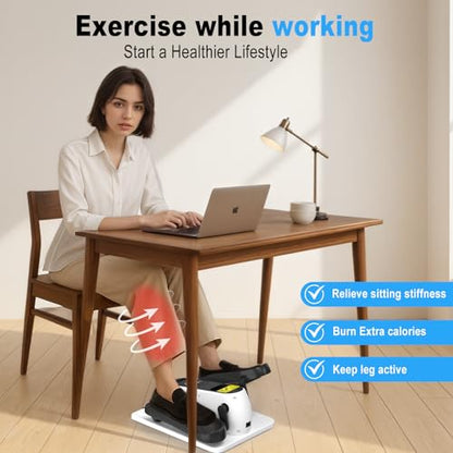 HOTWAVE Under Desk Elliptical Exercise Machine, Ellipse Leg Exerciser Electric as Seen on TV While Sitting for Seniors with Remote Control & 12-Speeds, Seated Foot Pedal Exercise Training Equipment - color: White