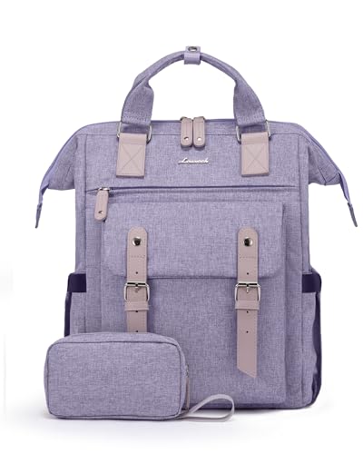 LOVEVOOK Laptop Backpack for Women, 15.6 Inch Teacher Nurse Bag Work Travel Computer Backpacks Purse, College Bookbag for School, Water Resistant Daypack, 15.6 inch - color: Purple-purple, size: 15.6 Inch Standard