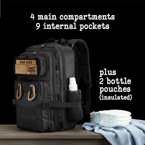 Dad Diaper Bag for Men with Dad Life Patches, Changing Pad
