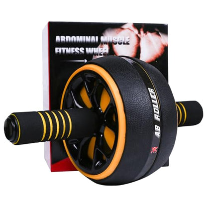 AB Wheel Roller, Exercise Abdominal Wheel Fitness for Gym & Home, Work-out Strength-Training Equipment with Knee Pad - color: Yellow